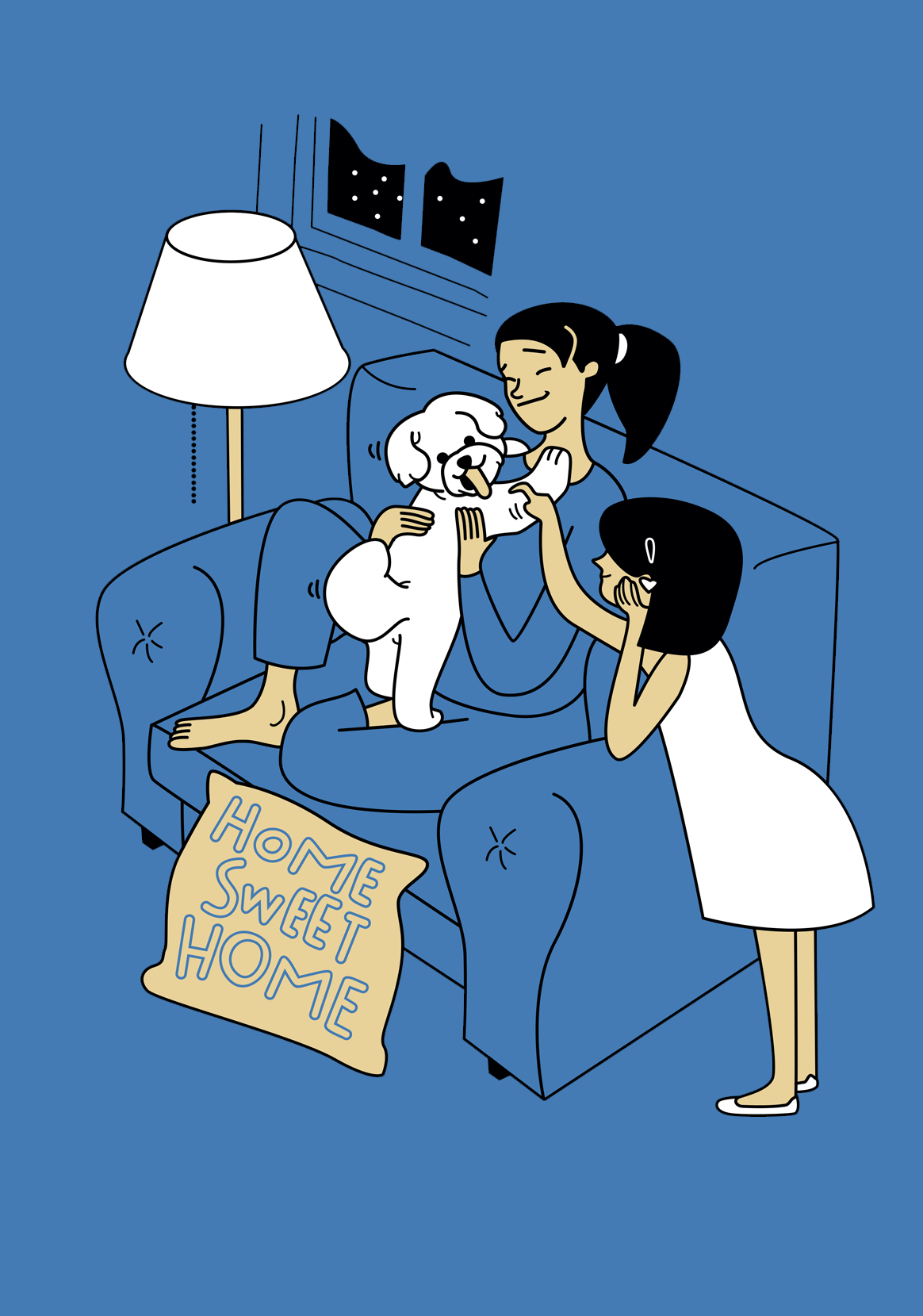 Home Life Pet Dog Cuddling With Parent