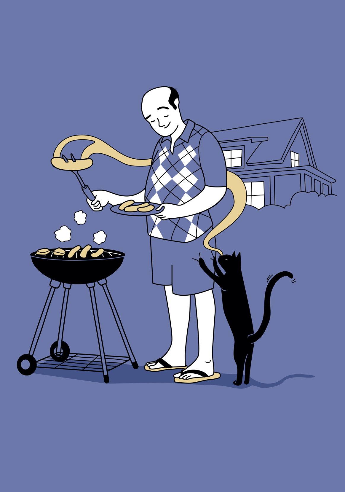 Home Life Pet Cat Grilling with Parent